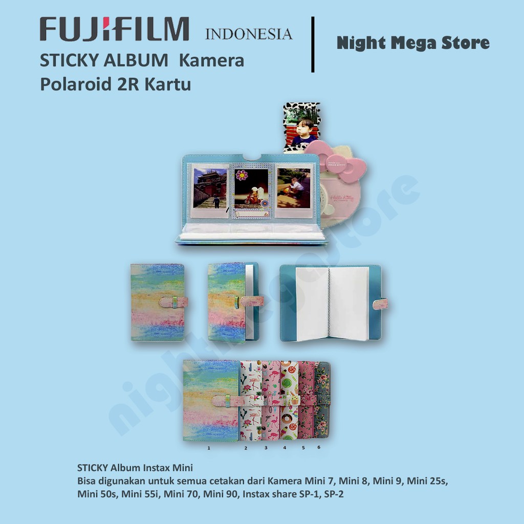 STICKY ALBUM Fujifilm Instax Mini Album Kamera Polaroid 2R Kartu