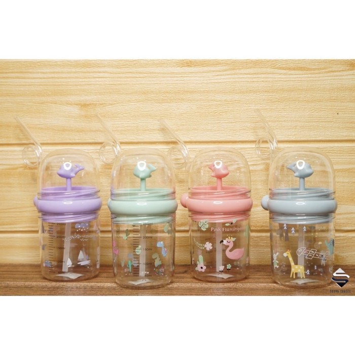 Botol minuman sedotan anak straw sippy bottle baby shark whale