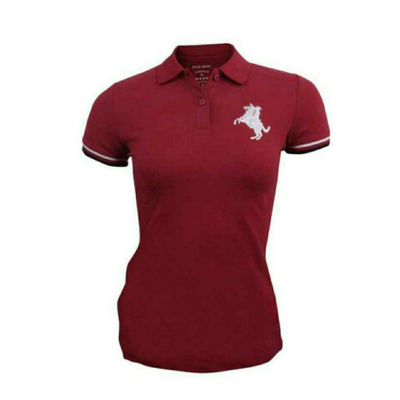 Giordano White Napoleon Embroidery Signature Polo Shirt Wanita - Red