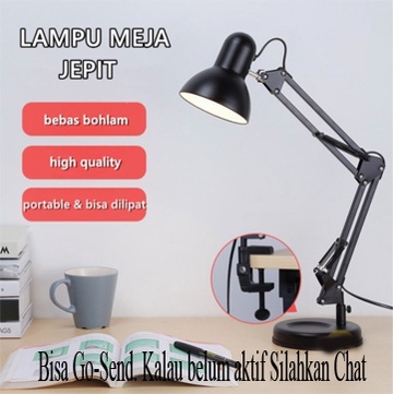 Rumah Fitting Hitam Lampu Baca Arsitek Meja Belajar Kerja Duduk Jepit Premium