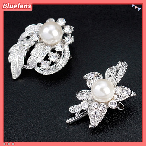 12 Pcs Bros Pin Bentuk Bunga Aksen Mutiara Berlian Imitasi Untuk Wanita