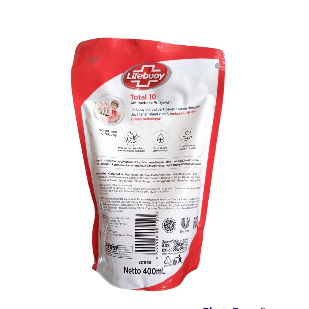 Lifebuoy Merah Sabun Mandi Refill Cair 400ml 250ml