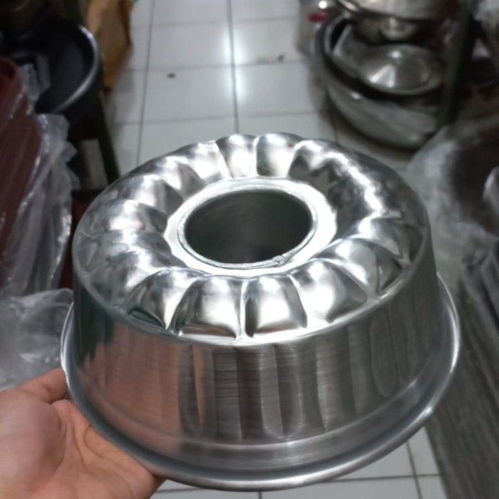 Loyang Bundar Bulat Pudding Agar Bolu Marmer Aluminium Kembang - 22cm