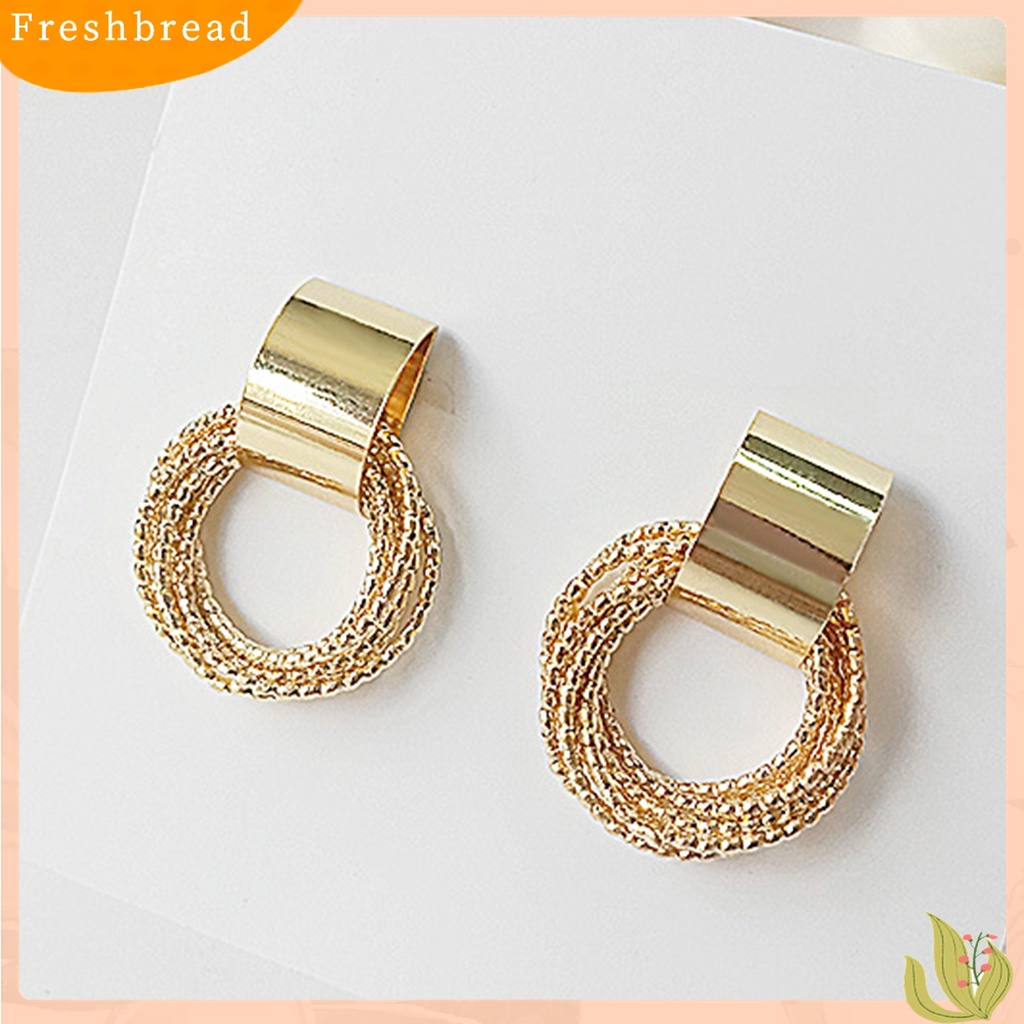 Terlaris 1 Pair Exquisite Women Multilayer Circle Golden Ear Stud Earring Jewelry Accessory