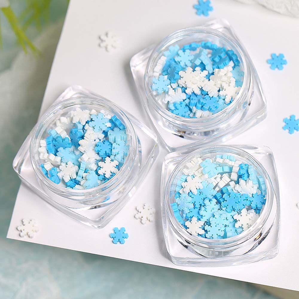 AUGUSTINA Agustina Snowflakes Nail Sequin Lembut Biru Dan Putih Korea 3D Snowflakes Flake Elegance Christmas Series DIY Dekorasi Nail Art