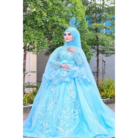 Veil Slayer pengantin tiga susun kerudung selendang jilbab pengantin payet mutiara hijab pengantin jilbab akad bride baru untuk gaun wedding pengantin fashion veile terbaru