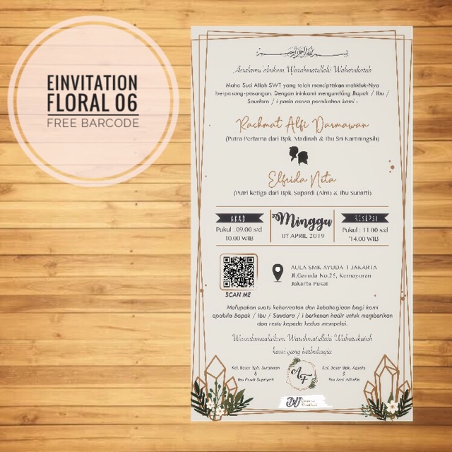 Floral 06 Undangan Pernikahan Digital E Invitation Wedding Rustic Shabby Chic