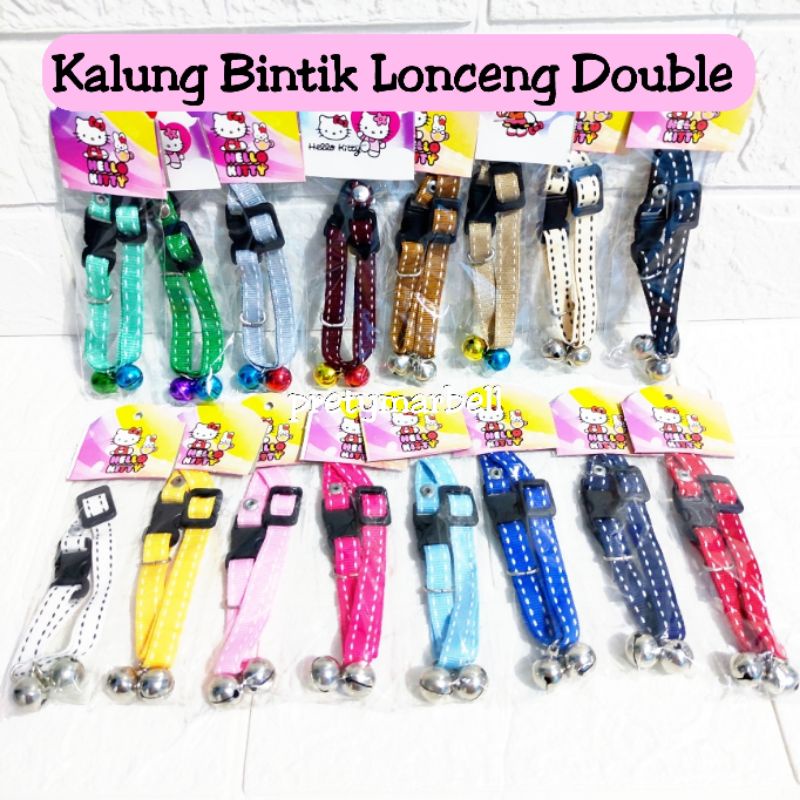 Kalung Kucing Bintik Lonceng Single 12mm &amp; Lonceng Double 14mm Murah