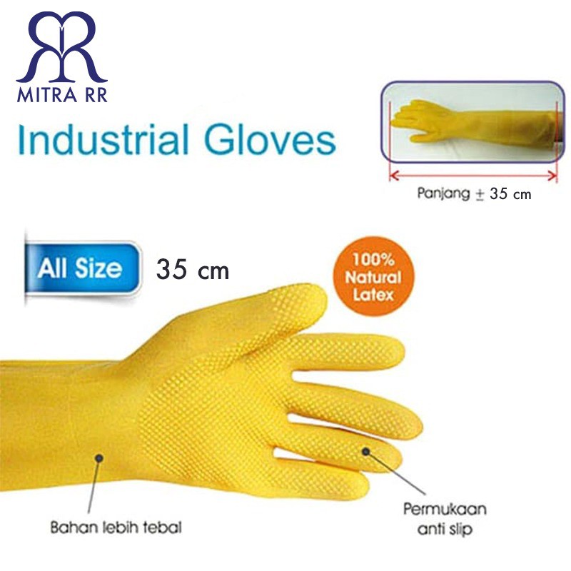 Sarung Tangan Karet Anti Air Latex Gloves Industrial Berkebun Cuci Piring