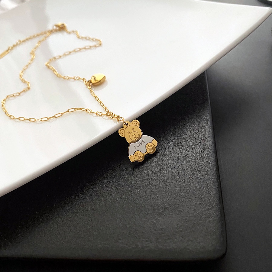 Enxi Kalung Emas Asli Kadar 375 Kalung Beruang Cinta Lucu Wanita N-22075