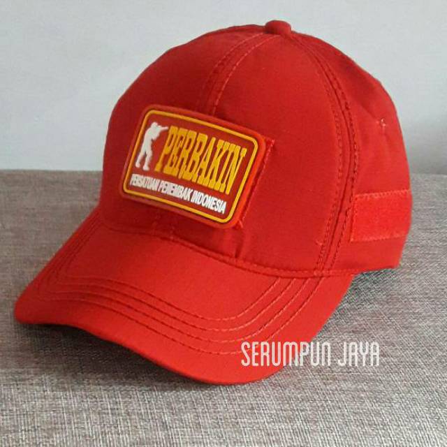 TOPI PERBAKIN MERAH - TOPI PERBAKIN VELCRO MERAH + PATCH