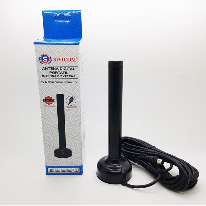 Portable Magnet Antena TV DIGITAL Merk SIVICOM panjang kabel 4.8m