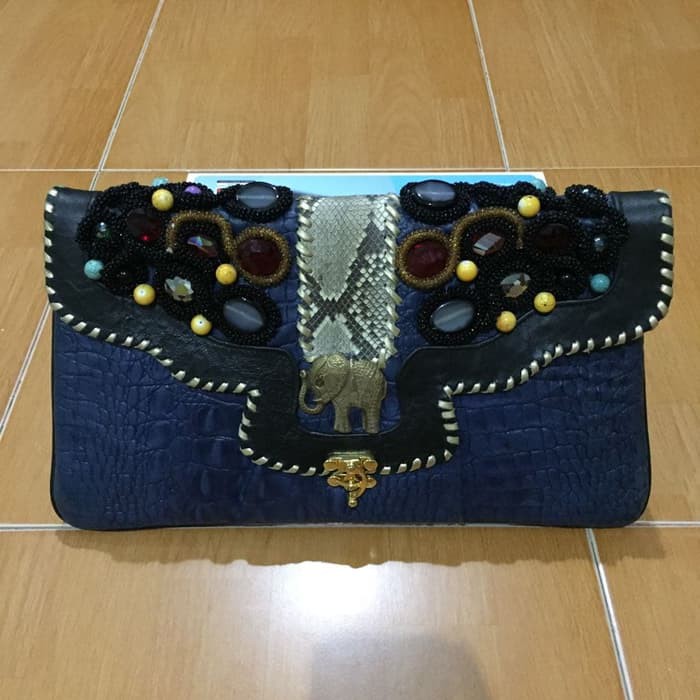 TAS WANITA TERBAIK BERKUALITAS TINGGI Tas Wanita dari kulit ular Python & batu batu an kuali OK685