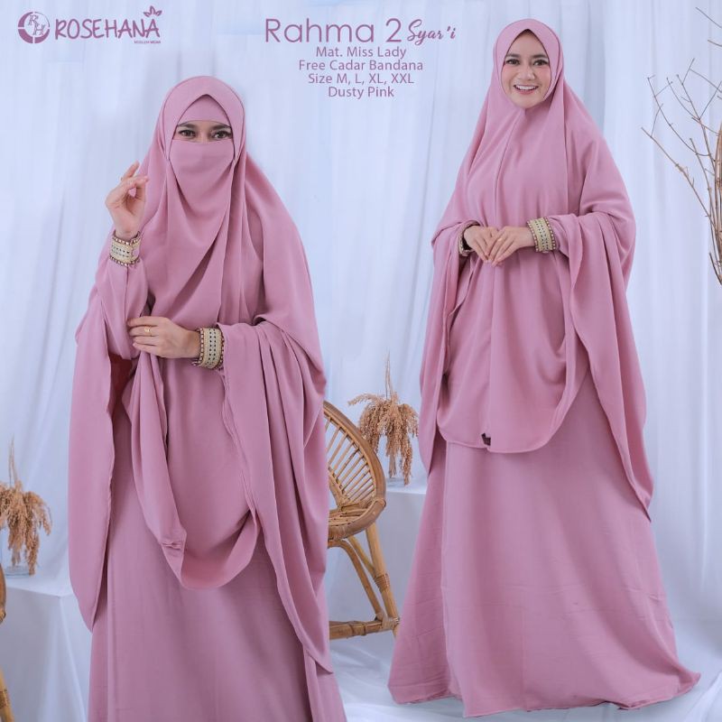 Gamis set syari khimar cadar bahan Miss lady yg lentur dan adem.bercadar, manset cantik.