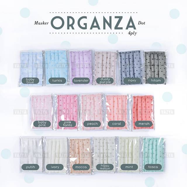 Masker Kain Hijab 4ply Organza Dot