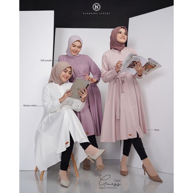 Tunik terbaru✓GUESS TUNIC bahan rayon premium bahan andalan nadhera luxury✓