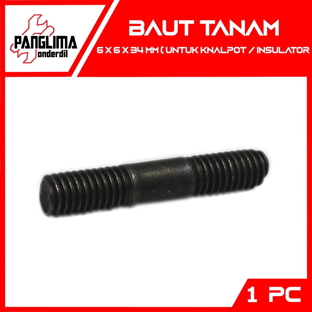 Baut Tanam 6x6-6 x 6 Baud Insulator-Intake-Manipul-Manifold-Manifol-Intek-Knalpot-Kenalpot