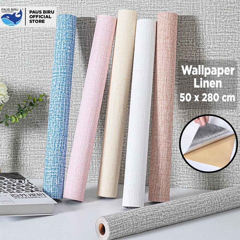 Jual paus biru Wallpaper foam Linen Roll Wallpaper Dinding form
