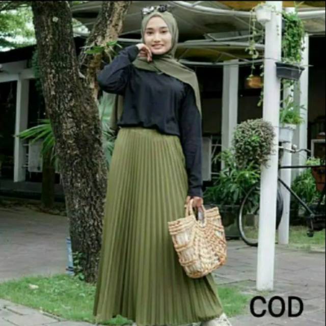 Rok Plisket Hyget super mayung polos + tali