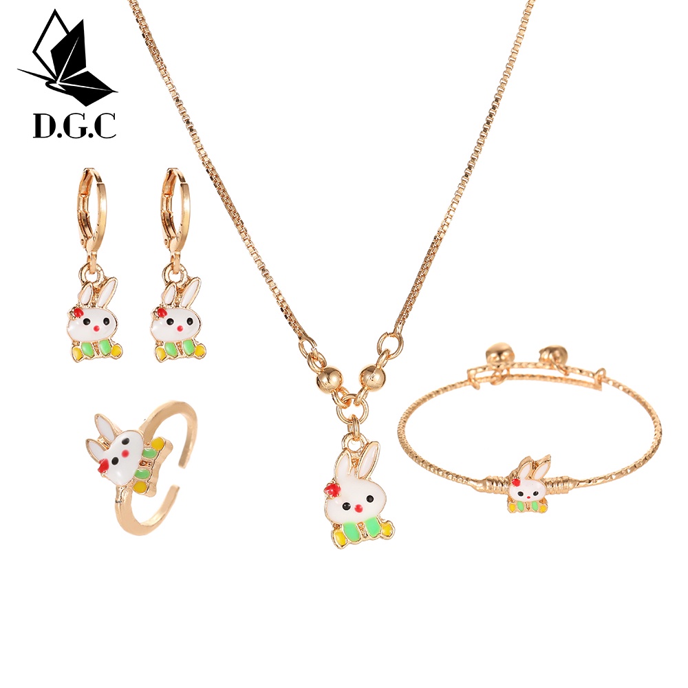 set perhiasan anak titanium anti karat hellokitty kalung titanium wanita anting titanium anti karat gelang wanita D436