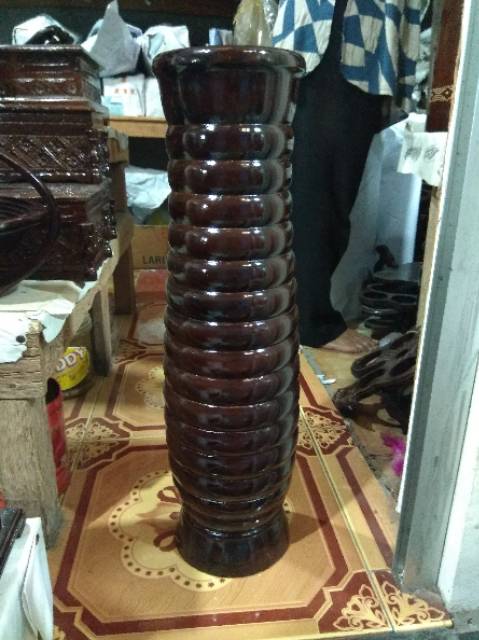 (BISA COD) VAS BUNGA KAYU JATI SPIRAL UKURAN BESAR 60 CM TEMPAT PAYUNG TONGKAT DEKORASI RUMAH MURAH