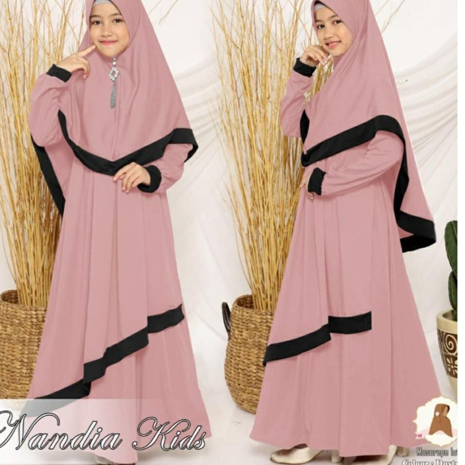 FK- Gamis Anak Usia 11-12  Tahun Nandia kids Model Gamis Anak Terbaru 2021 Kekinian free jilbab