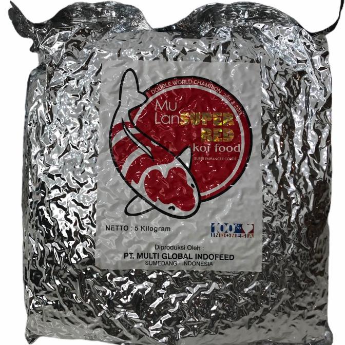 5 Kg. MuLan Super Red Koi Food. Size Medium, Floating, Enhancer Color