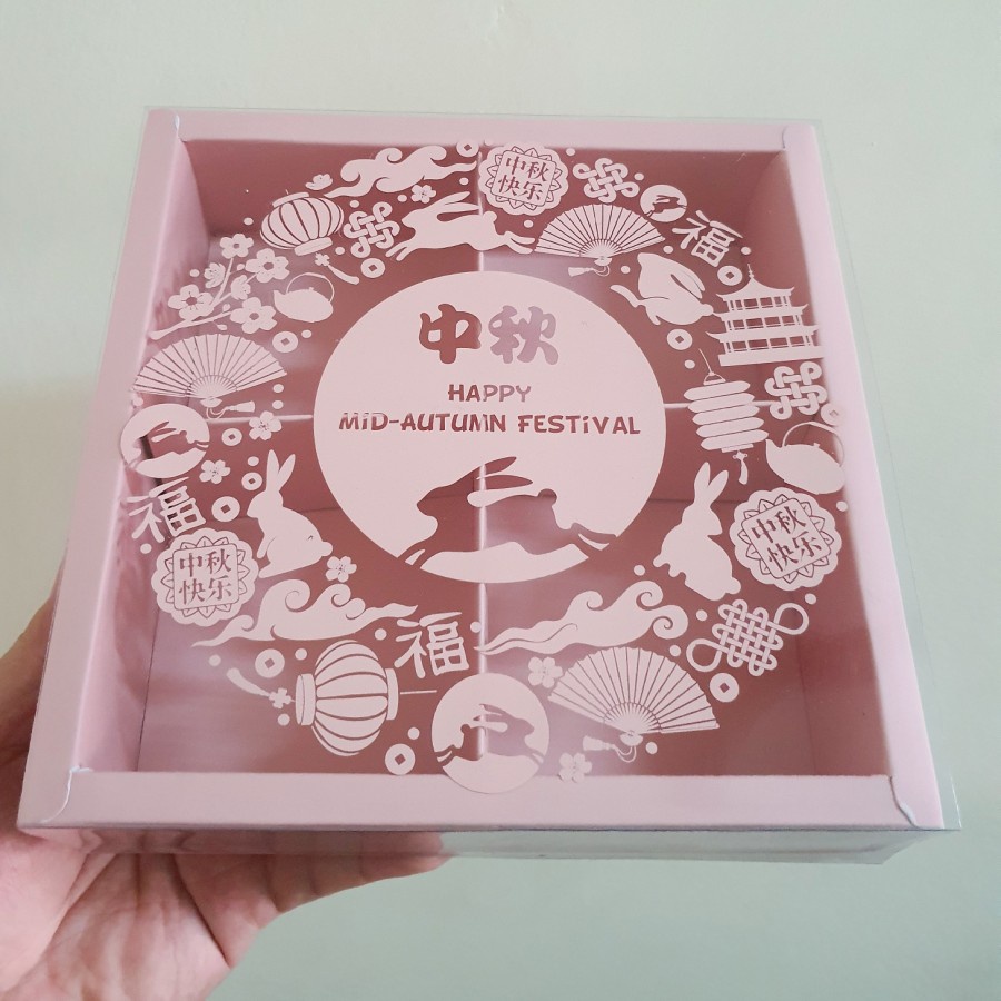 

(5 Pcs) Dus Mika Mooncake 100gr Kotak Packaging Hampers Mid Autumn Festival Box Kue Bulan Pink Rabbit Sekat 4