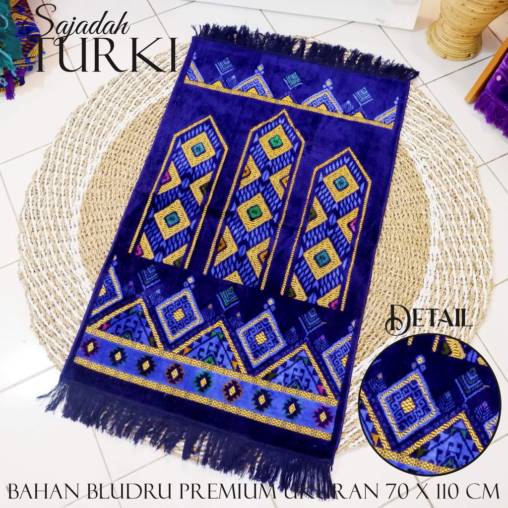 Sajadah Turkey Bludru Premium &amp; sajadah souvenir ukuran 110x70 cm