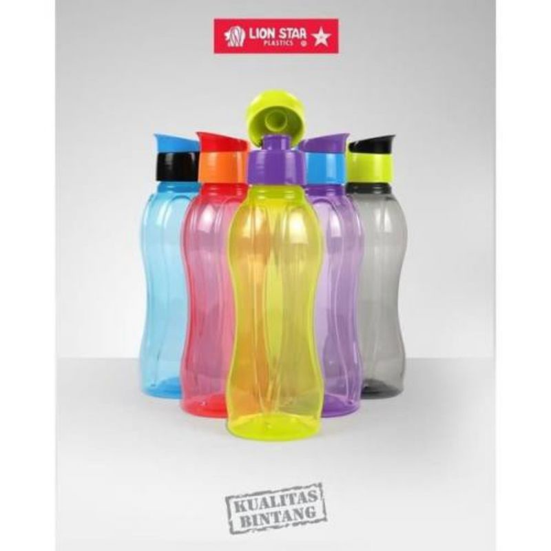 Botol 1 liter 1000ml flip Minum REGEN Lion Star Botol air anak sekolah kantor warna hijau hitam biru ungu merah klik flip flop kecil sedang besar water bottle