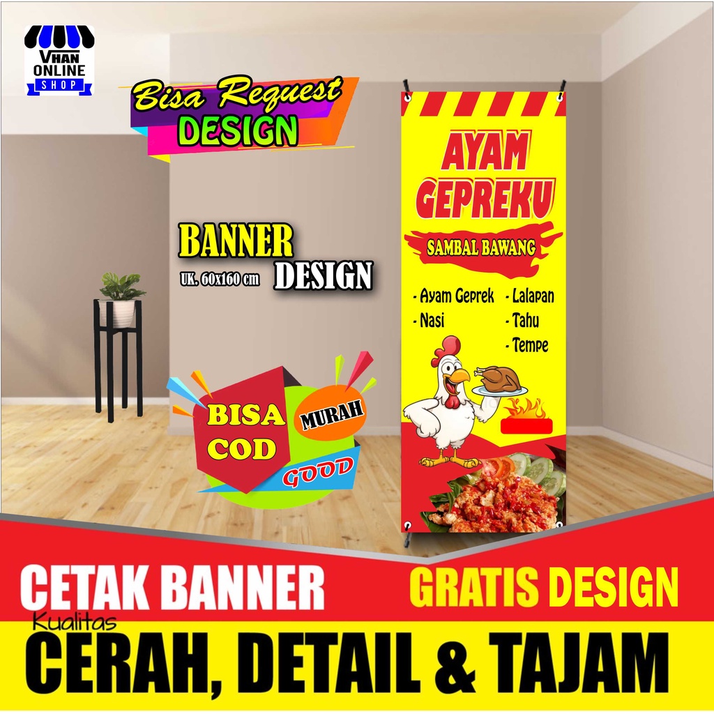 Jual Spanduk Banner Jualan Ayam Geprek Berdiri Keren Bagus Indonesia Shopee Indonesia