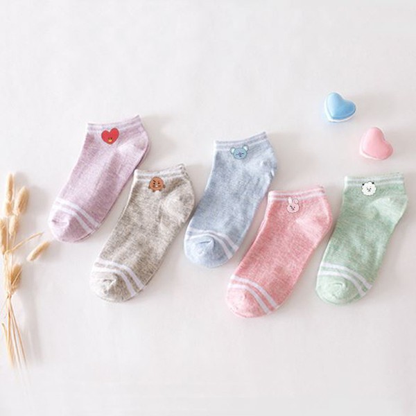 MK1025 KAOS KAKI WANITA KPOP BTS BT21 LOW ANKLE INVISIBLE WOMAN SOCKS LUCU CUTE-1
