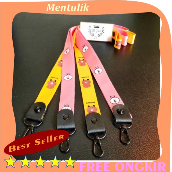 

Lanyard Tali gantungan ID Card holder Name tag Kartu karakter - BROWN KUNING