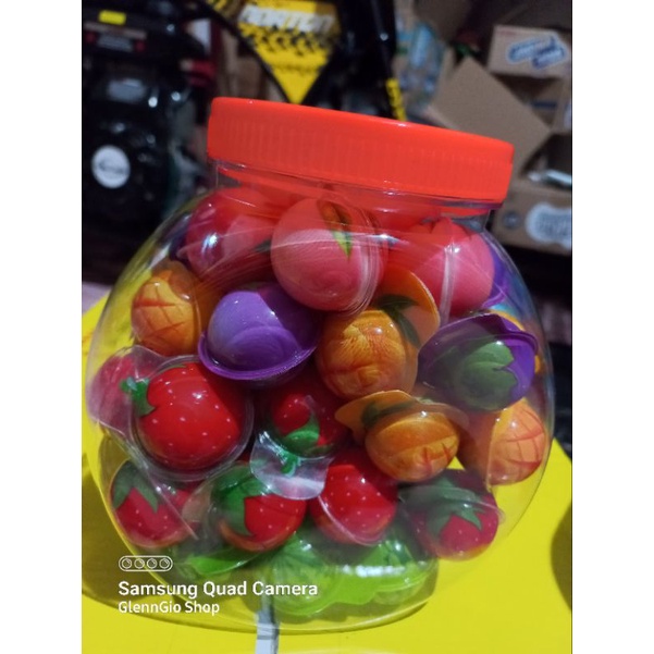 Permen Lunak Bola bentuk Buah toples isi 50 pcs