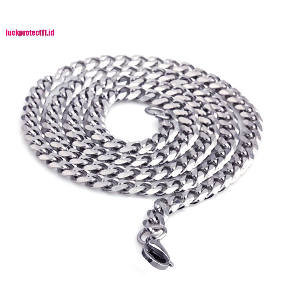 (LUCK) Rantai Stainless Steel 5mm Warna Silver Untuk Pria