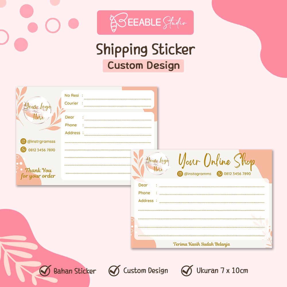 Jual (isi 40pcs) Stiker Pengiriman Custom Shipping Sticker Label Alamat ...