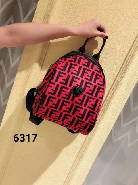 Tas Ransel fendi* 6317 bludru wanita branded batam fashion import