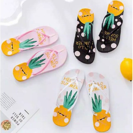 SENDAL JEPIT SPON MOTIF NANAS MURAH BISA COD | BISA GROSIR