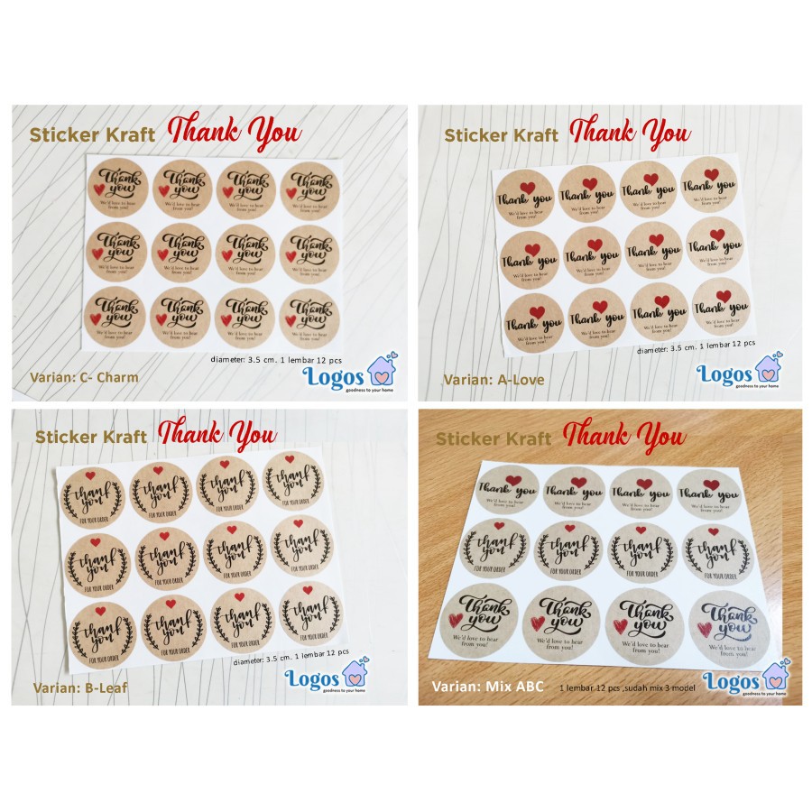 

Sticker kraft Thank You stiker label cake cookies hampers packaging