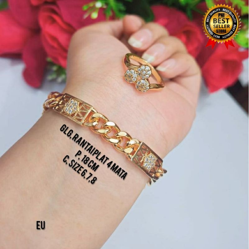 PERHIASAN WANITA GELANG TANGAN FREE CINCIN CANTIK LAPIS EMAS 24 K BANYAK PILIHAN MODEL,BENTUK NYA