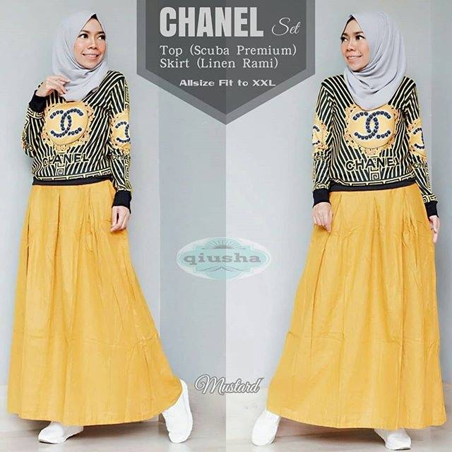 CHANEL SET SETELAN MUSLIM WANITA TERBARU SETELAN CEWEK KEKINIAN SETELAN CEWEK MURAH SETELAN MUSLIM P
