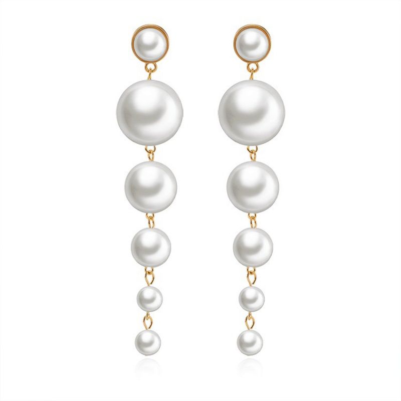 Anting faux pearl multisusun