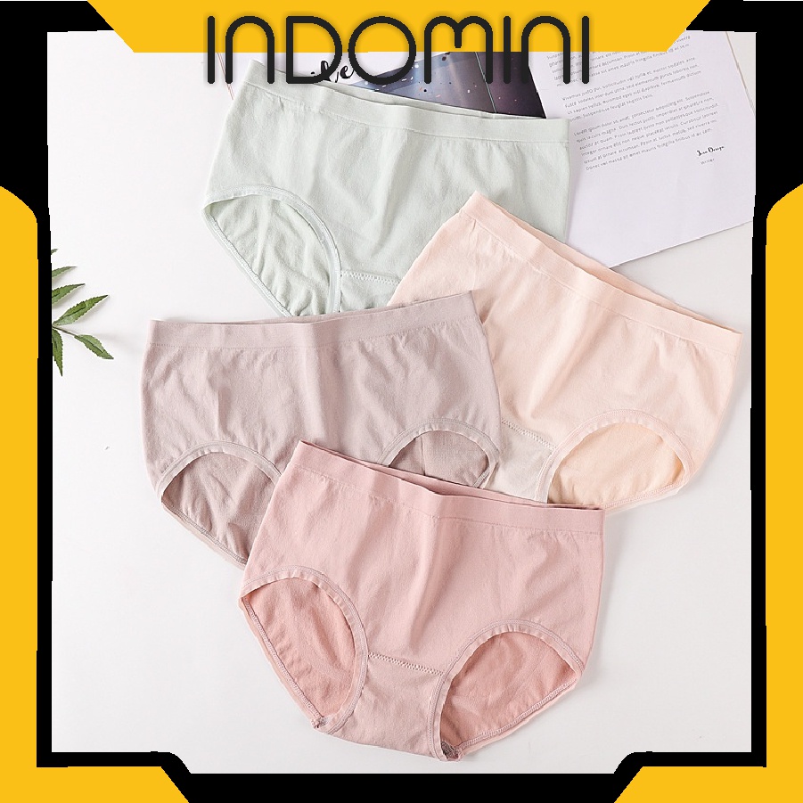 INDOMINI B066 Celana Dalam Wanita Polos Katun CD Motif Polos Underwear Push Up Sexy Sempak Gaya Korea Import cod