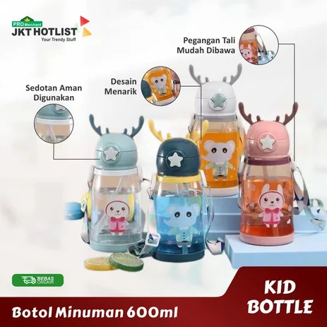 BOTOL MINUM ANAK 600ML KARAKTER TANDUK RUSA LIST [SWEETSPACE]