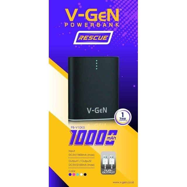 Powerbank v-gen 10000mah v10k5 Aksesoris handphone murah Power Bank murah