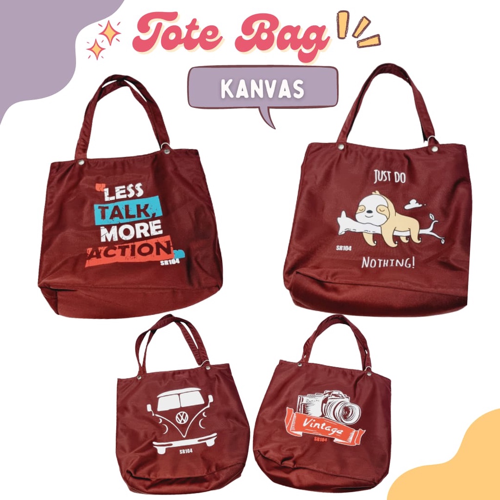 TOTE BAG KANVAS GAMBAR TOTTE TAS SELEMPANG FASHION WANITA SHOULDER