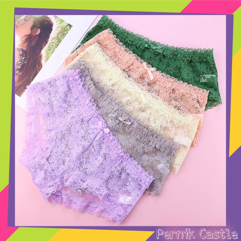 CD celana dalam dalaman sexy lace underwear lingerie wanita cewek transparan renda brokat import 2