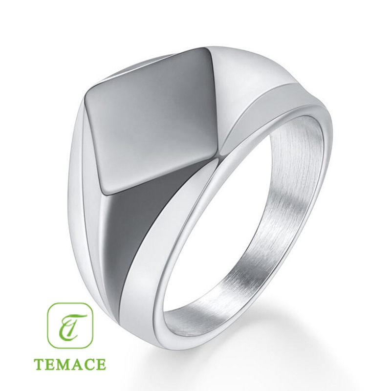 Cincin Pria Cowok Titanium 316L White Zircon AAA