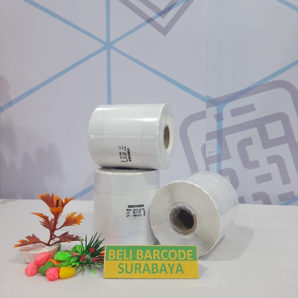 KERTAS LABEL SEMICOATED 80X30 - STIKER LABEL SEMICOATED  80 X 30 @1000