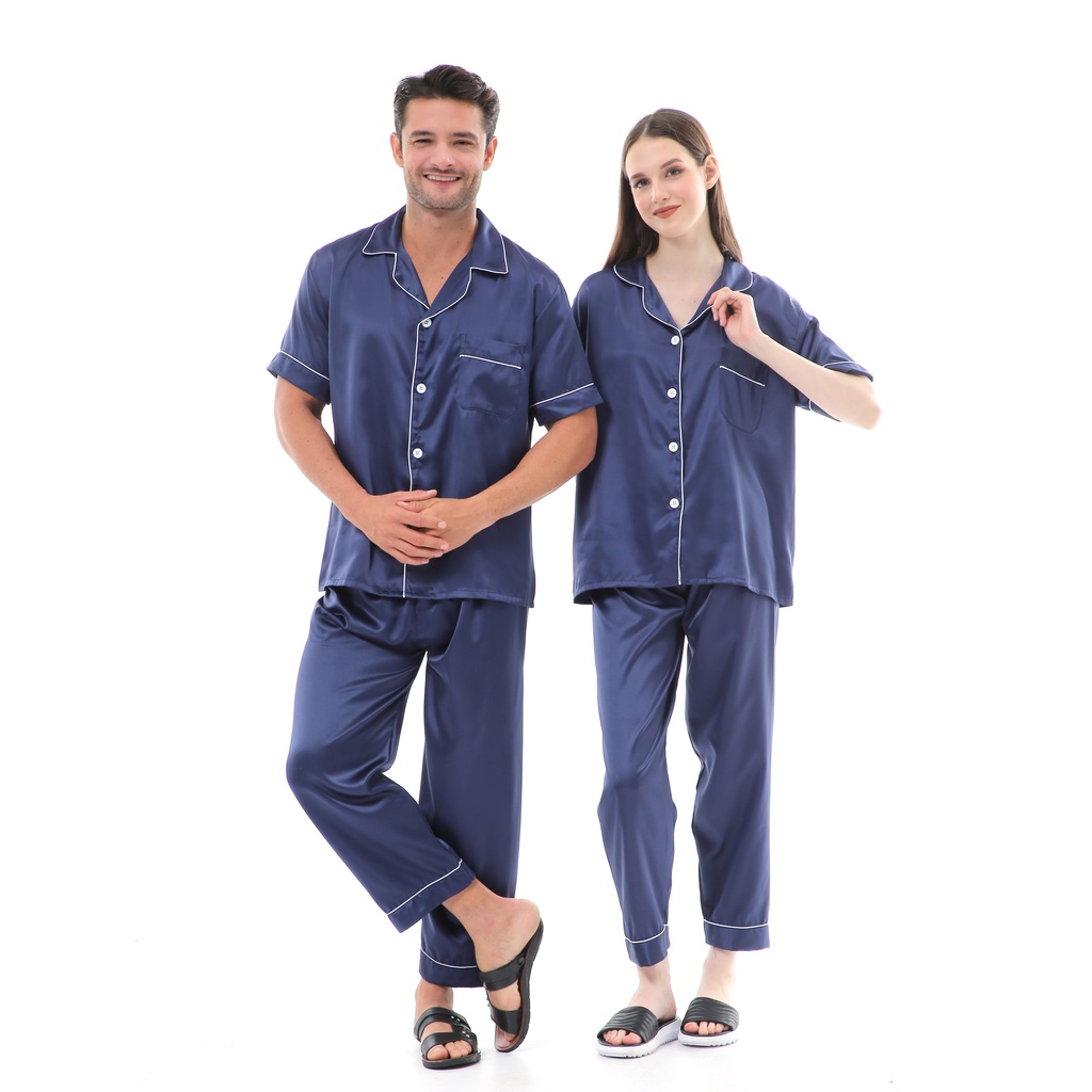 Zavyn Setelan Piyama Couple Short Sleeve Satin Silk Premium